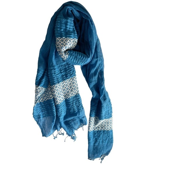 Fashion Able Scarf Handmade Lightweight Cotton Unisex Turquoise - Picture 3 of 6